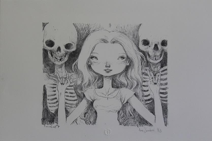 LITHOGRAPHIE "2 SQUELETTES" - Sandoval