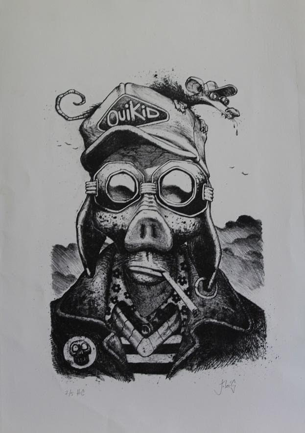 LITHOGRAPHIE "OUIKID" - Lois Julien